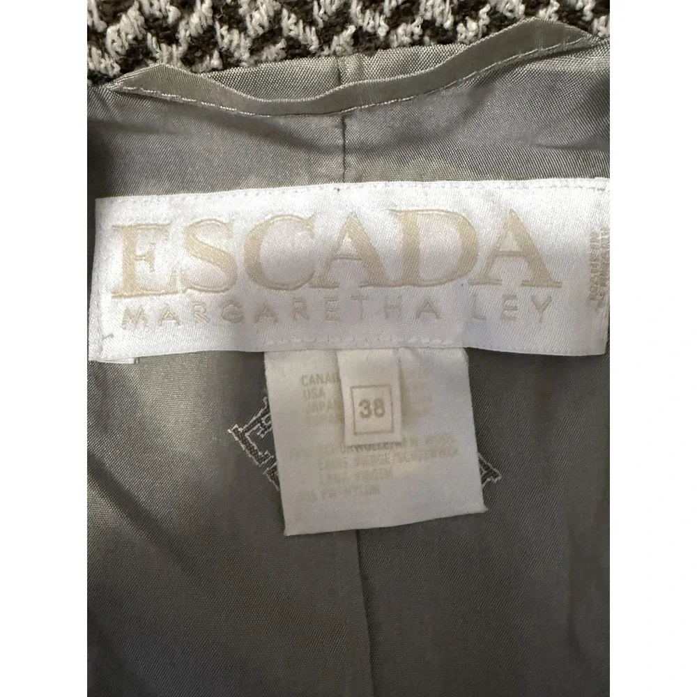 Vtg Escada Margaretha‎ Ley Blazer Womens 38 Brown Herringbone Wool Tweed 80s